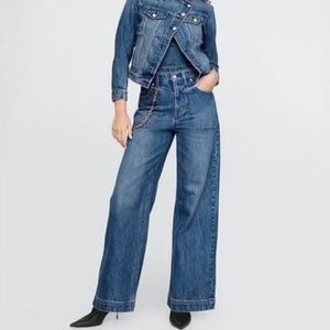 Cult Gaia Stride High Rise Wide Leg Jeans Women's 31 Boho Alternative Denim